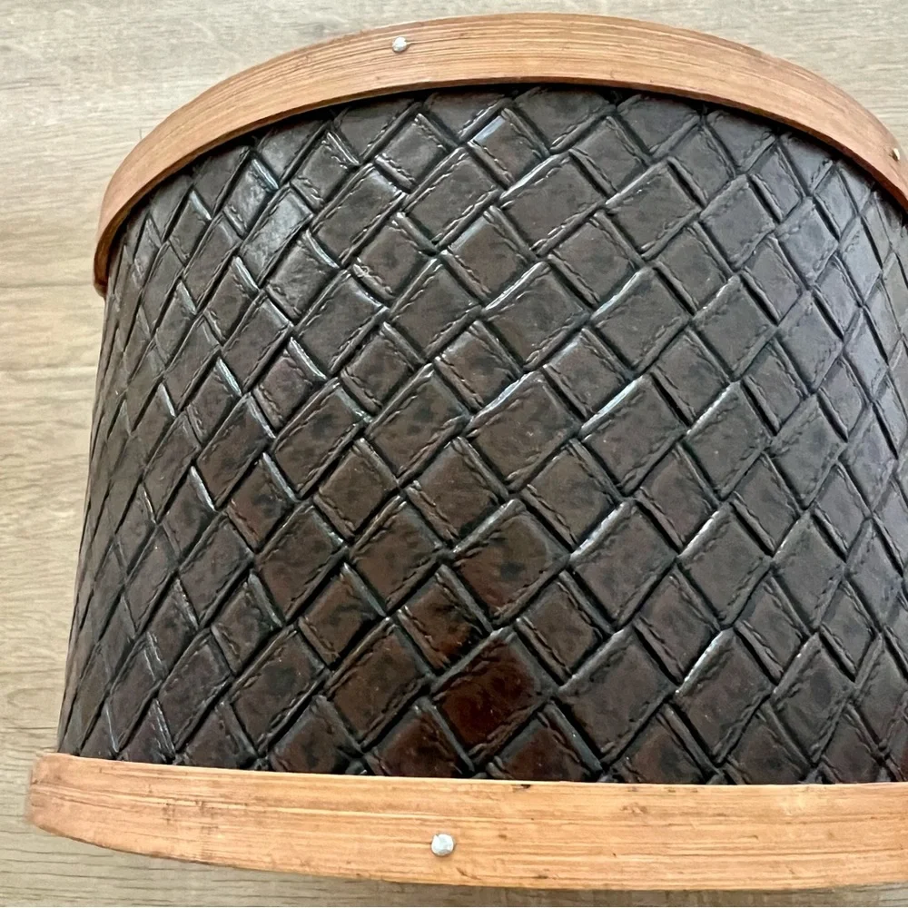 VINTAGE BARREL Wood‎ With Faux Leather Barrel Box Storage